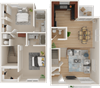 Two bedroom floor plan l Apartments in Roseville, CA - Adora